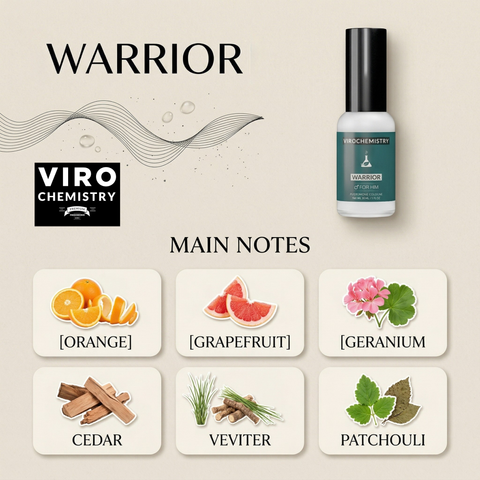 Warrior - Exclusive, Ultra Strength Organic Fragrance Body Cologne Spray - 1 Fl Oz