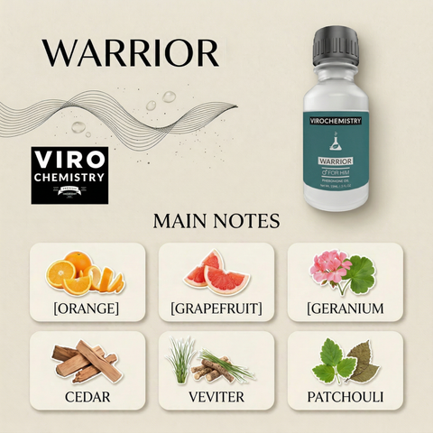 Pheromone Cologne Oil (WARRIOR) - Bold, Extra Strength Human Pheromones Formula – 15mL Concentrate